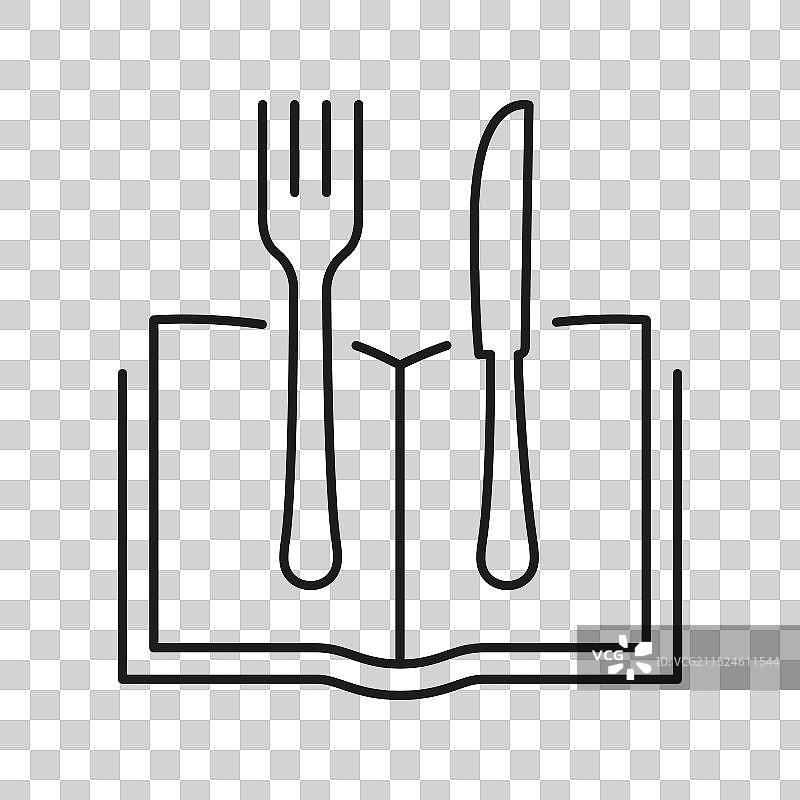 带有刀叉线条图标的打开的书本图片素材