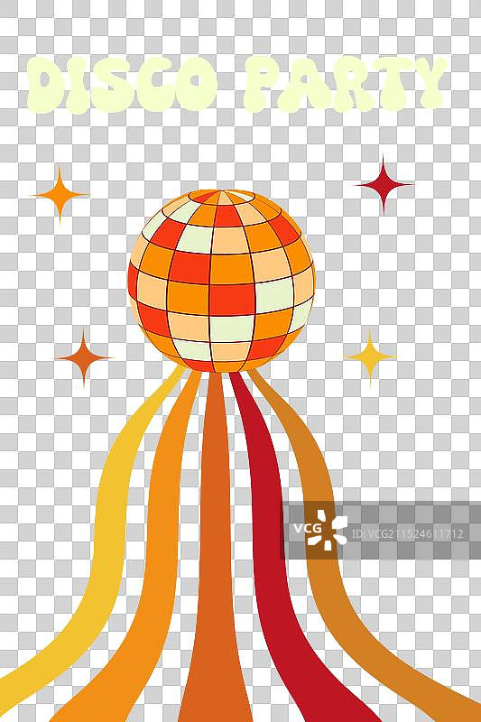 带复古波浪线的迪斯科舞厅彩球图片素材