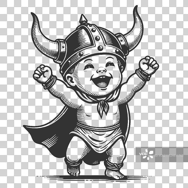 装扮成维京海盗的快乐宝宝图片素材