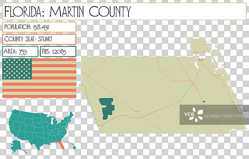 美国佛罗里达州马丁县地图图片素材