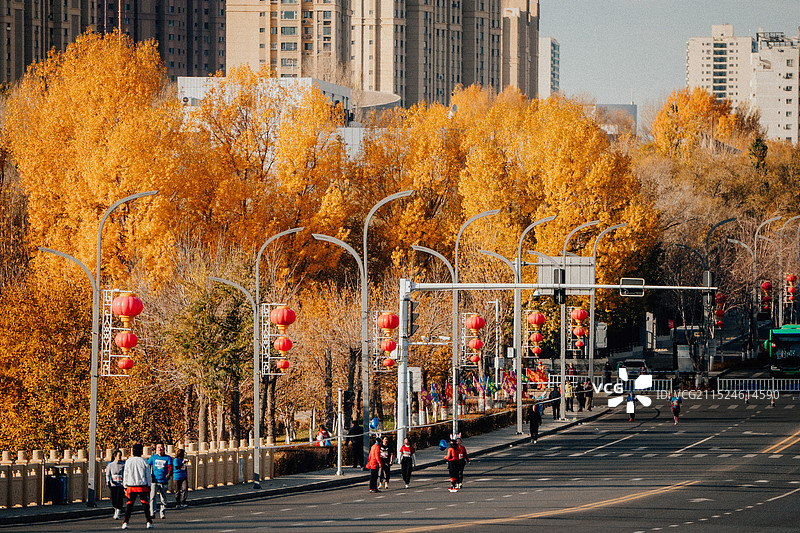 秋天 马拉松 休闲方式 城市图片素材