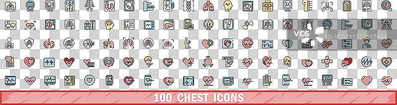 100个箱子图标彩色线条风格图片素材