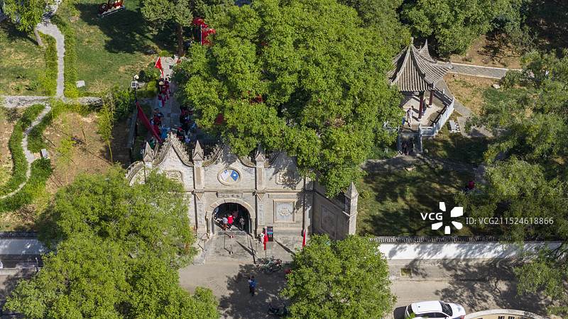 陕西咸阳三原县李靖故居航拍图片素材