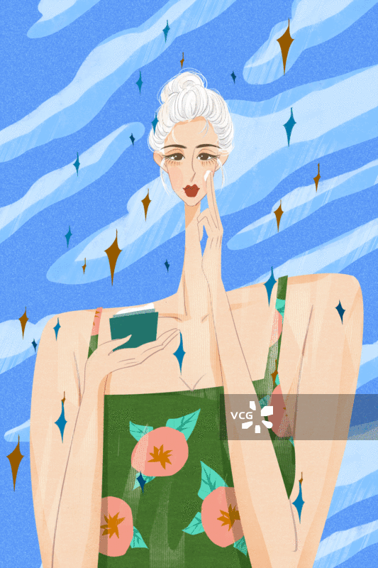 女性抹脸护肤插画GIF动图图片素材
