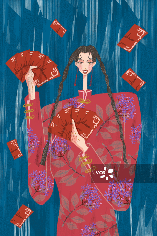 女性发红包插画GIF动图图片素材