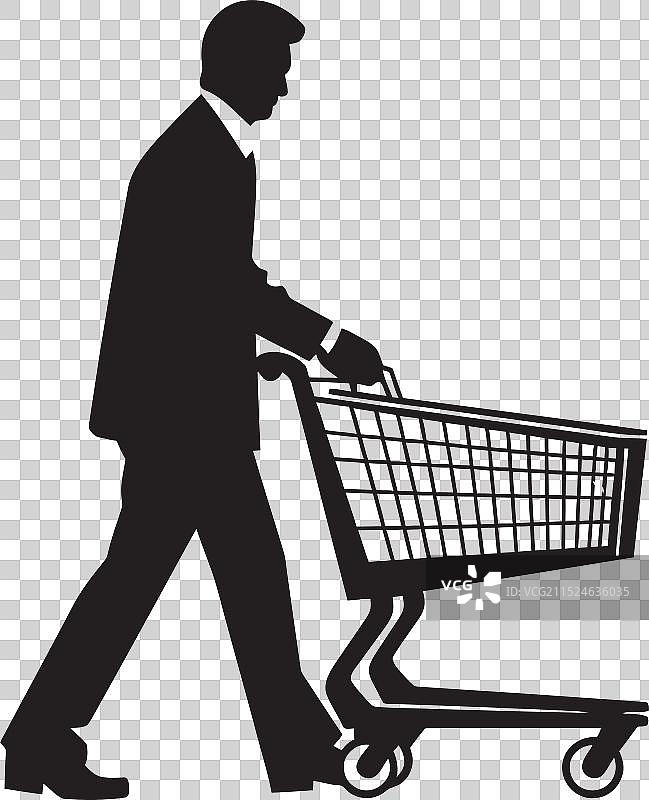 优雅的制图黑色购物手推车图片素材