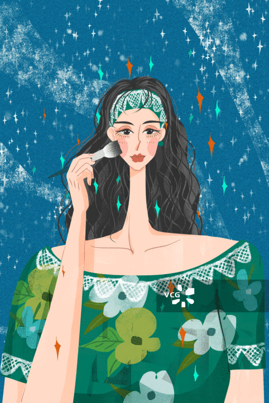 女孩化妆插画GIF动图图片素材