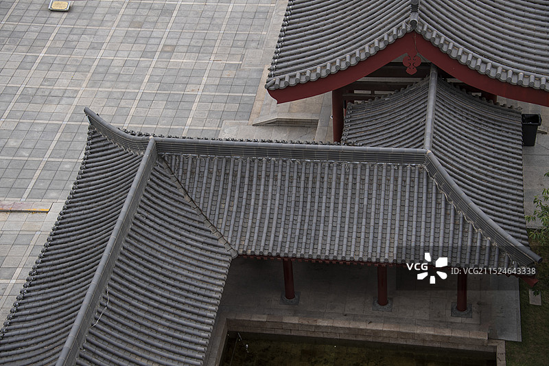 陕西西安俯拍大唐芙蓉园图片素材