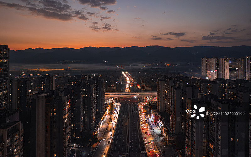 城市风光夜景全景航拍图片素材