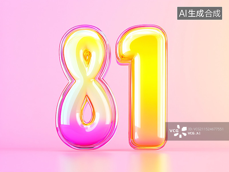 【AI数字艺术】建党节数字81三维渲染图片素材