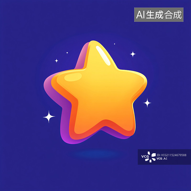 【AI数字艺术】3D星星装饰元素插画图片素材