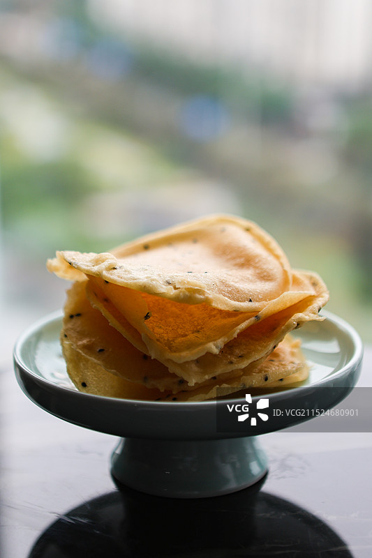 郴州著名小吃瓜片灯盏粑油盏粑制作过程和成品图片素材