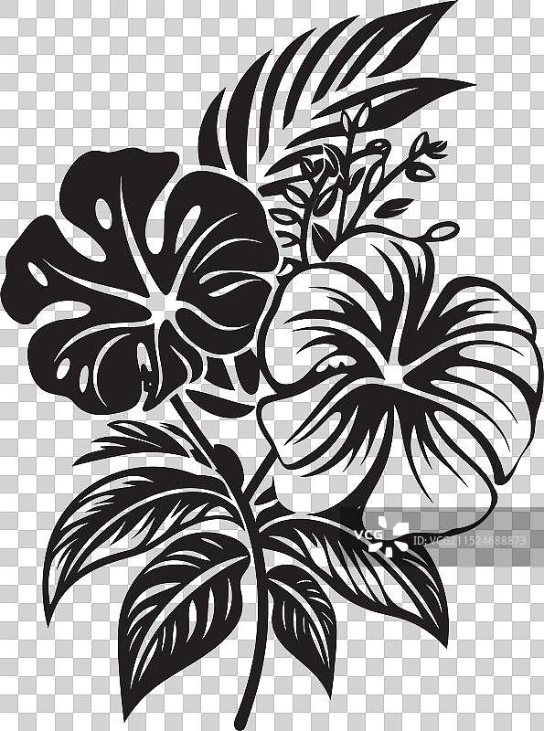 充满活力的黑色花卉天堂标志设计图片素材