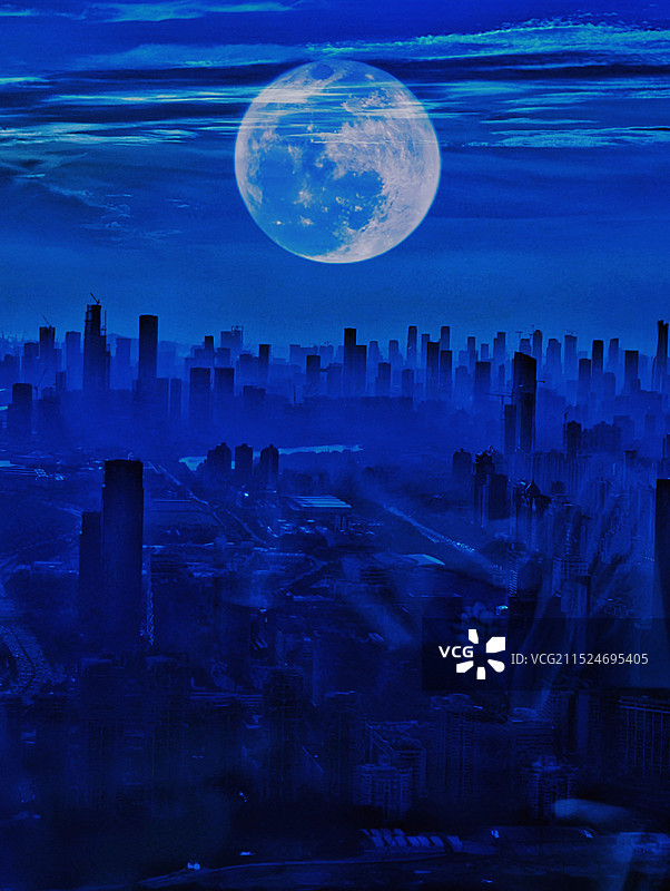 《清辉满泻：深圳香港河套地区喜提今年最大月亮》图片素材