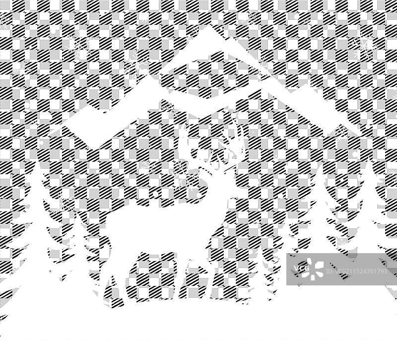 圣诞新年水牛格子图案图片素材