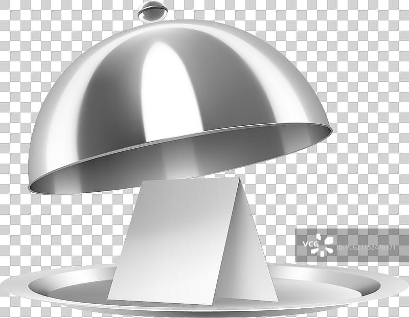 带纸质明信片的不锈钢罩图片素材