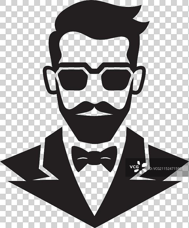 优雅的黑白色西装吉祥物复古风图片素材