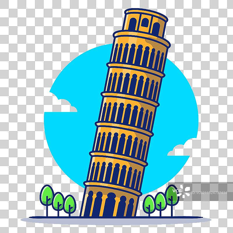 比萨斜塔卡通图片素材