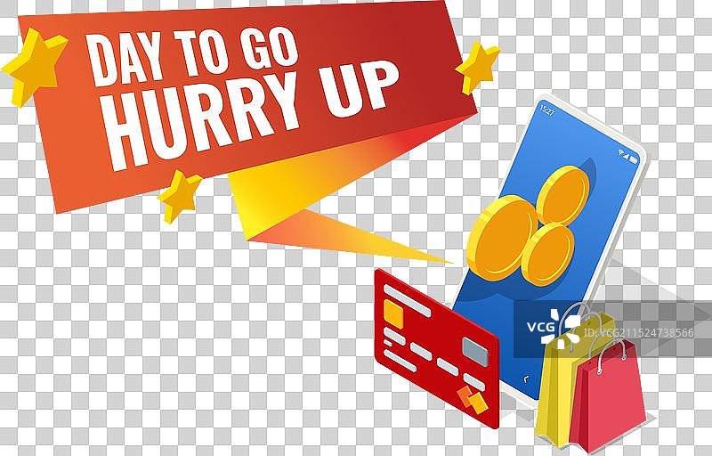 2.5D最后一分钟促销优惠倒计时标签图片素材