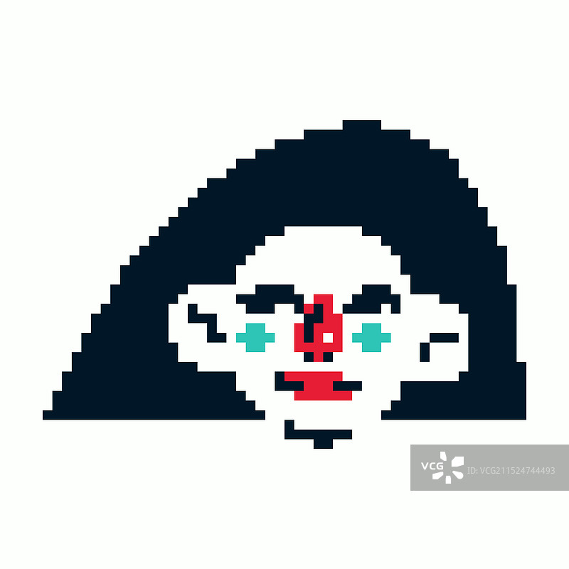 深色头发女孩的像素画像图片素材