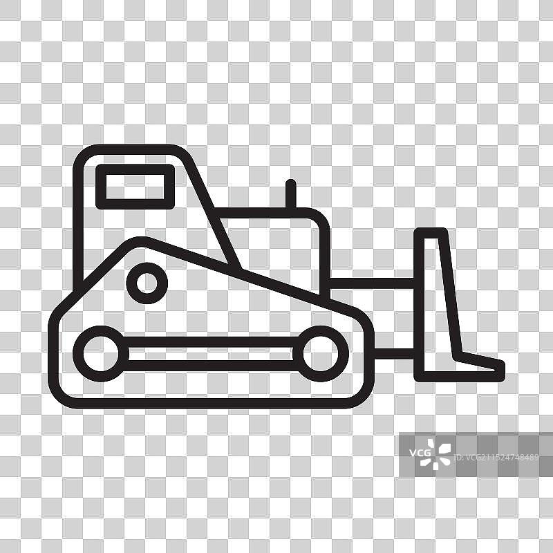 推土机黑色线条图标图片素材