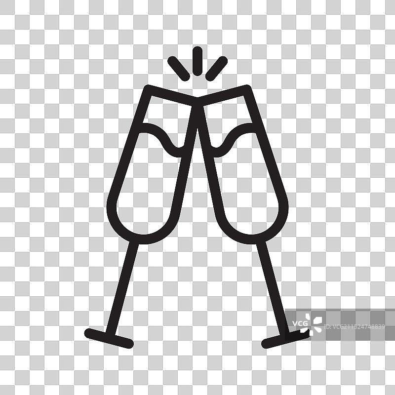 香槟祝酒图标黑色线稿Logo图片素材