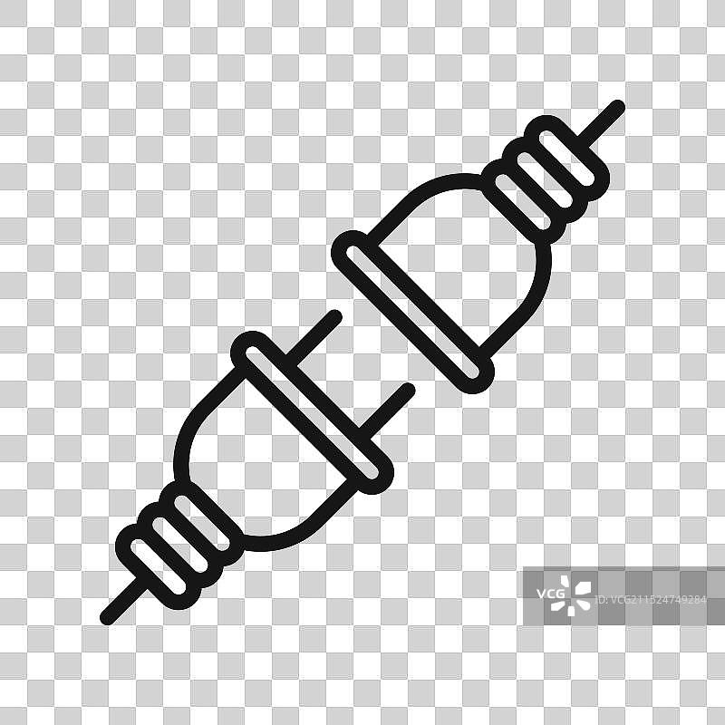 连接插头图标黑色线条标志图片素材
