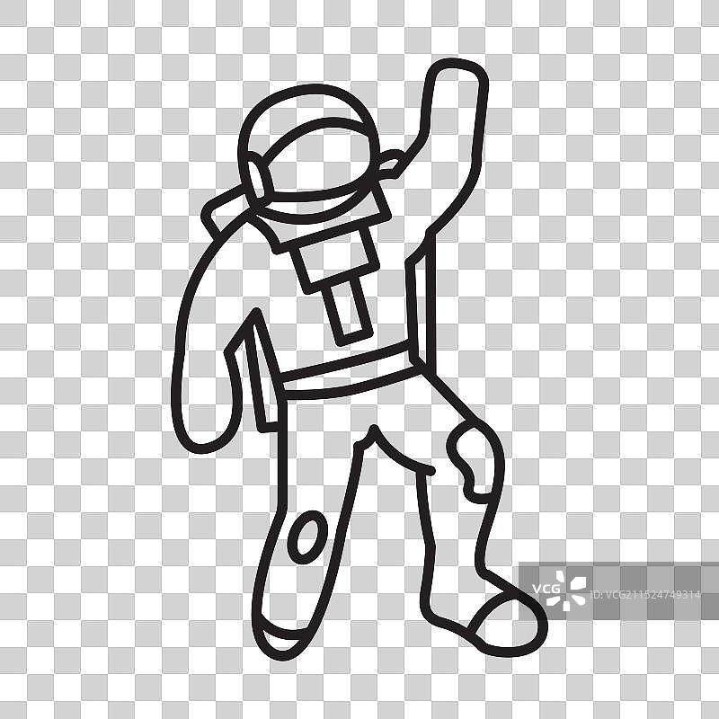 宇航员图标黑色线条艺术标志图片素材