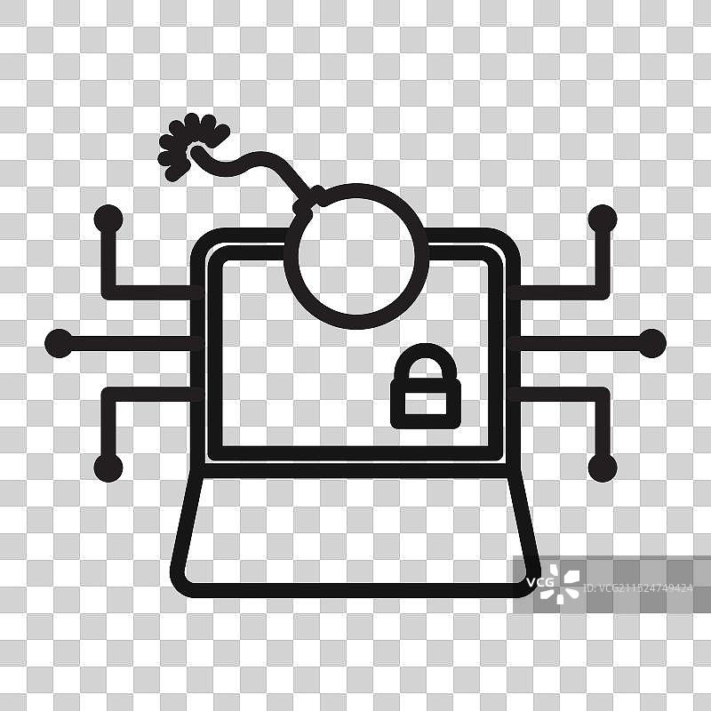 网络攻击图标黑色线条艺术标志图片素材