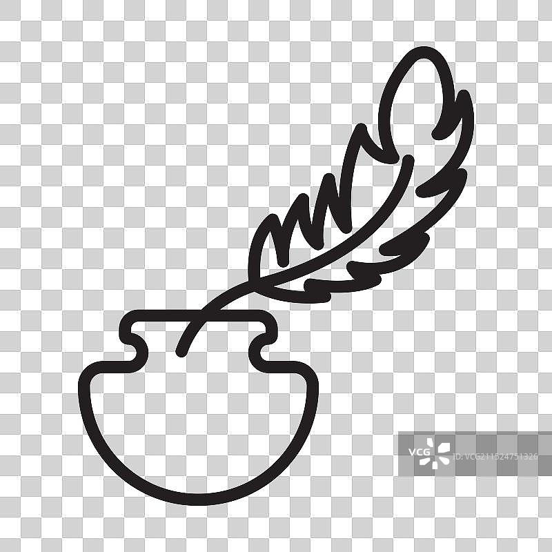 墨水笔和羽毛笔图标黑色线条艺术logo图片素材