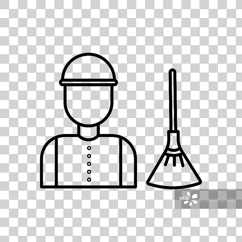 清洁工图标黑色线条艺术标志图片素材