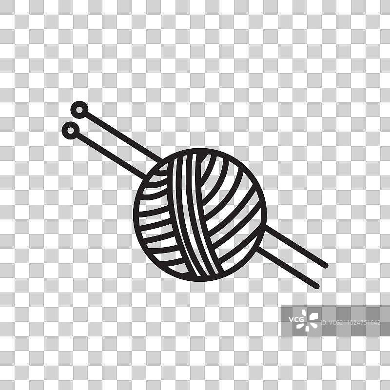 针织纱线和针黑色线条艺术Logo图片素材