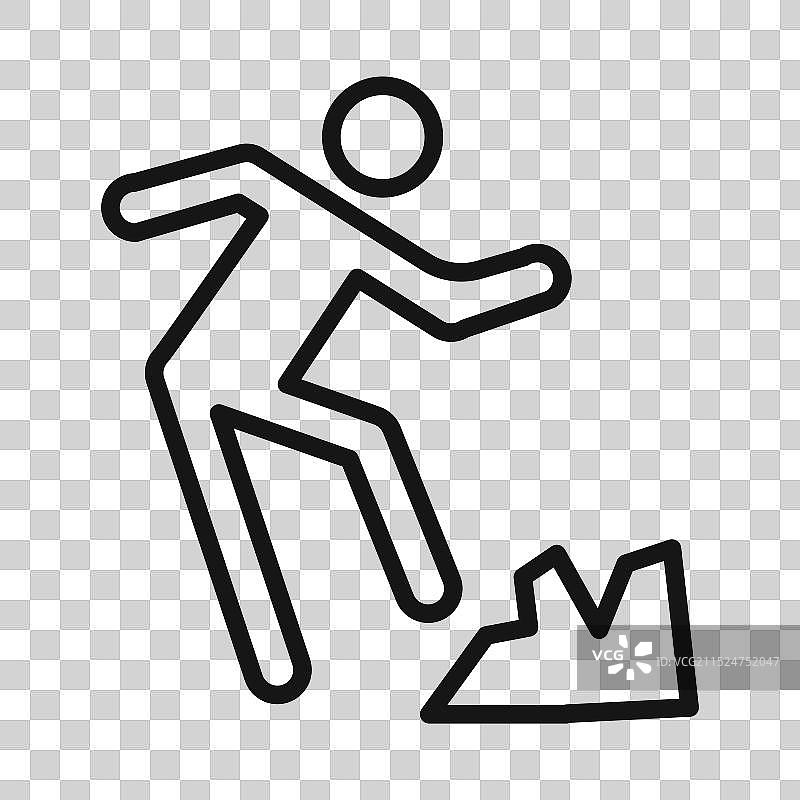 男子绊倒图标黑线艺术标志图片素材