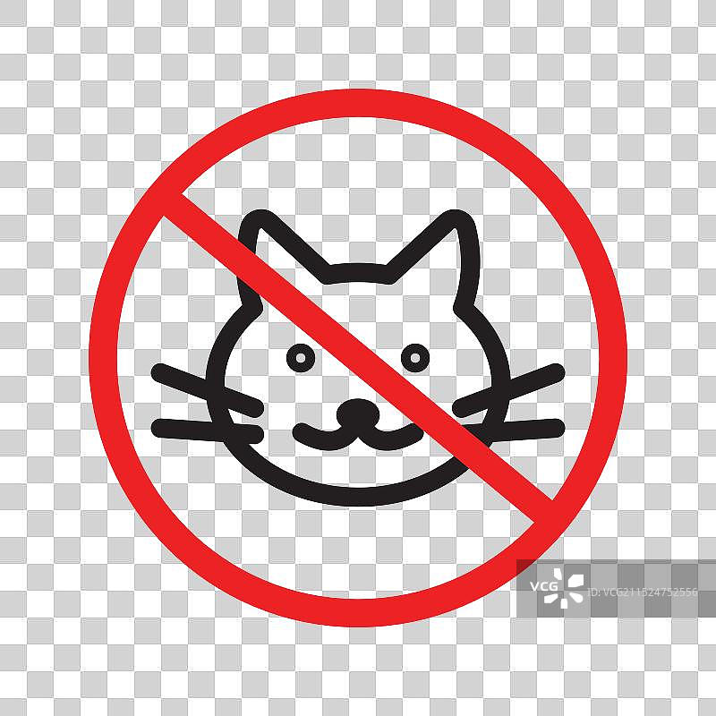 禁止携带猫咪图标，黑色线条艺术标志图片素材