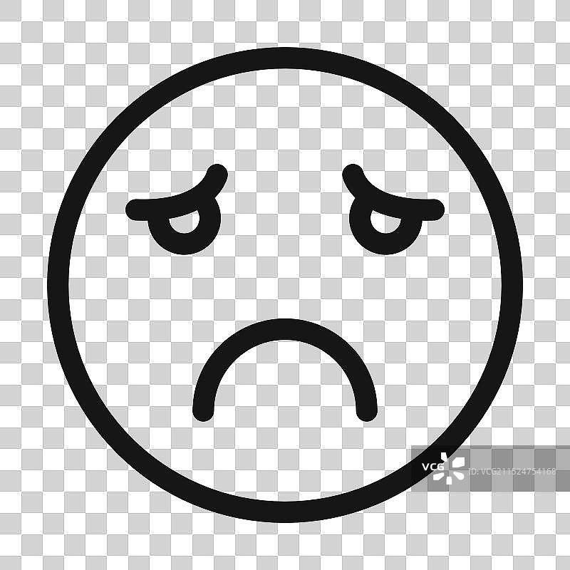 悲伤或孤独的表情符号黑色线条图片素材