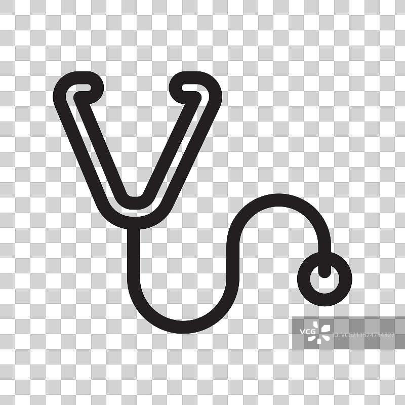 听诊器黑色线条艺术标志图片素材