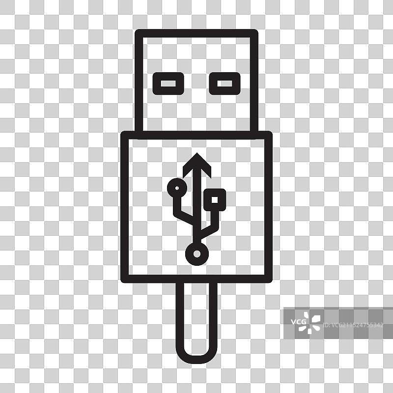 黑色线条艺术USB图标标志图片素材