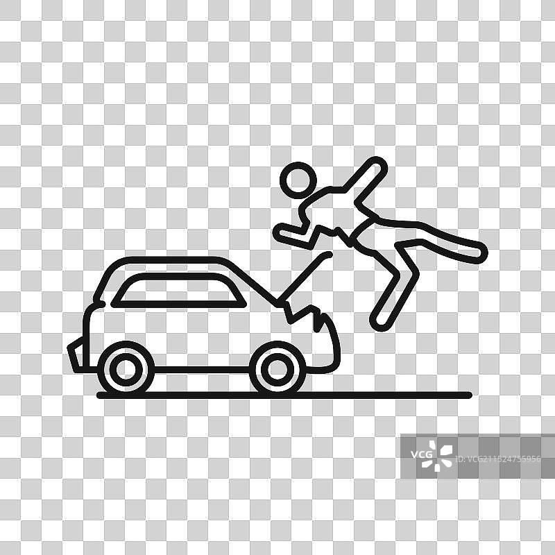 车祸图标黑色线条艺术标志图片素材