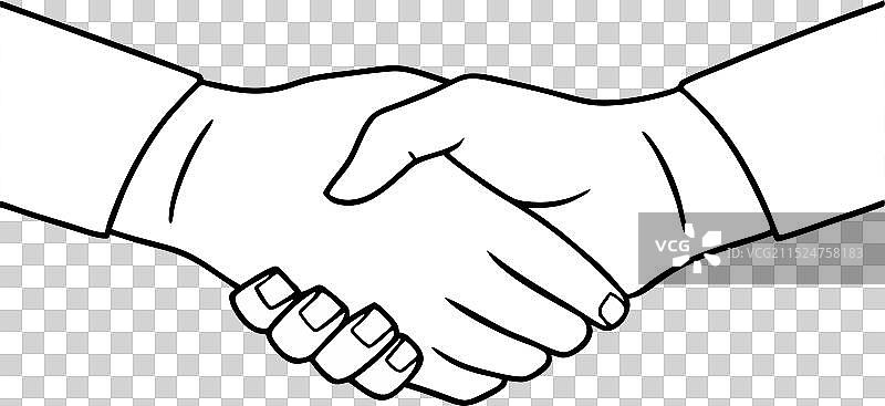 白色背景上的握手标志图片素材