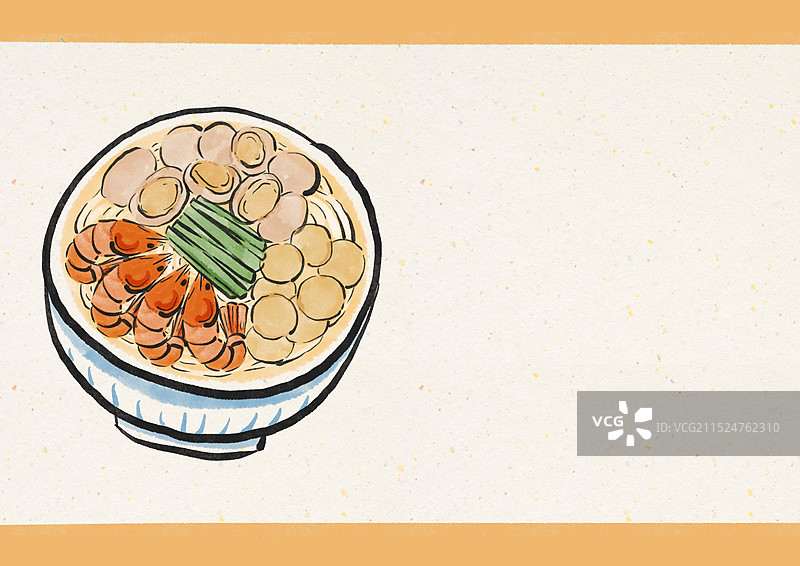 国潮风莆田美食插画-莆田卤面图片素材