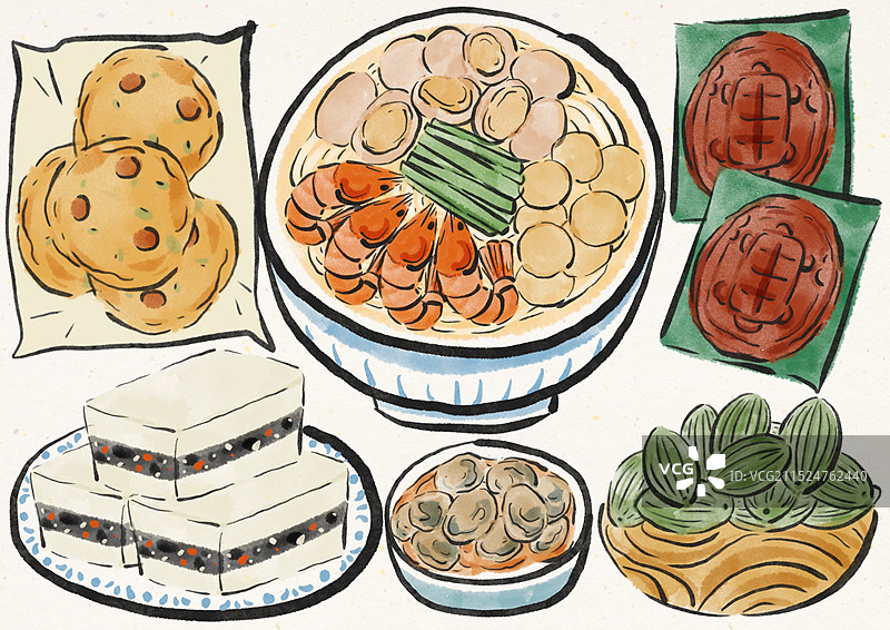 国潮风莆田美食插画图片素材