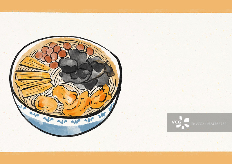 国潮风莆田美食插画-妈祖面图片素材