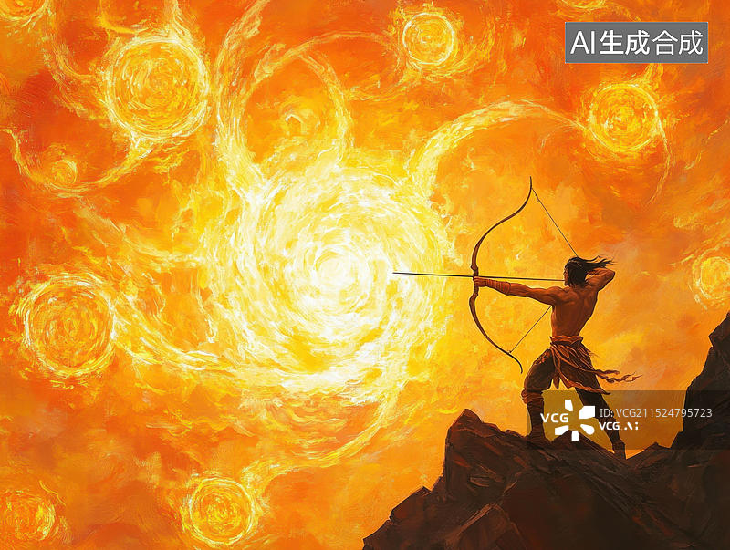 【AI数字艺术】后羿射日图片素材