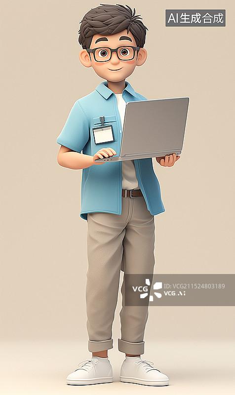 【AI数字艺术】拿笔记本电脑的公司职员图片素材