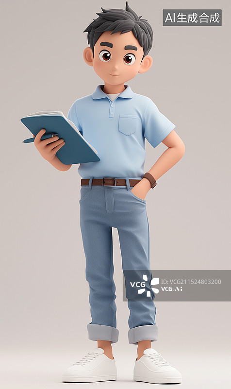 【AI数字艺术】3D卡通男性作家图片素材