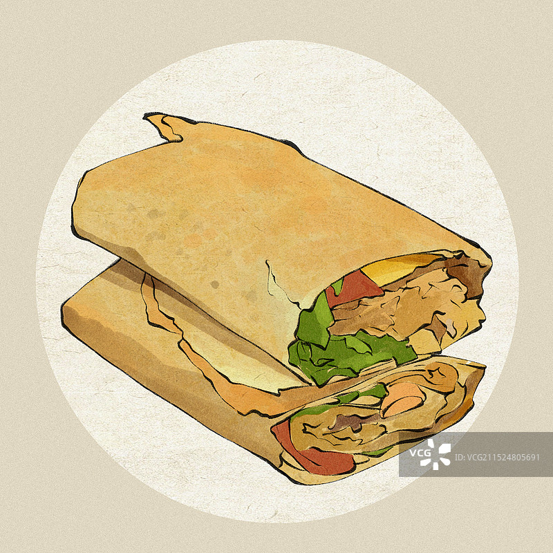 山东煎饼-山东省特色美食土特产小吃插画图片素材