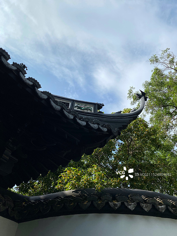 江南园林古建筑桂花园图片素材