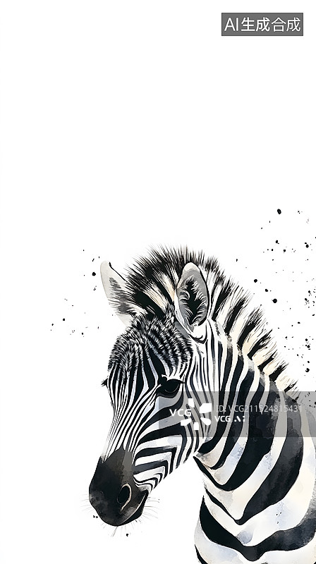 【AI数字艺术】斑马水彩画图片素材
