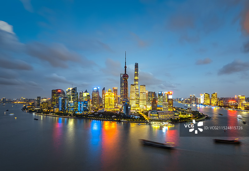 上海陆家嘴蓝调夜景航拍图片素材