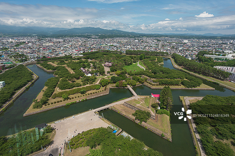 日本北海道函馆五棱郭公园高视角图片素材